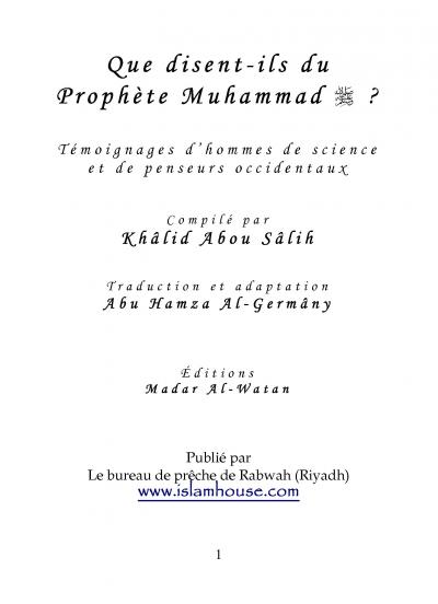 Que disent-ils du Prophète Muhammad ?