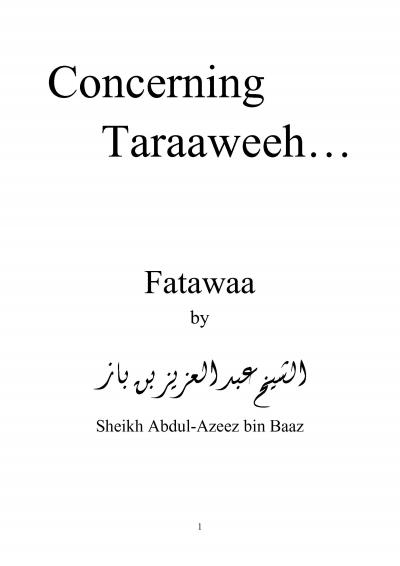 Concerning Taraaweeh