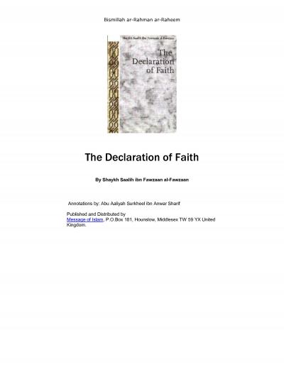 The Declaration if Faith