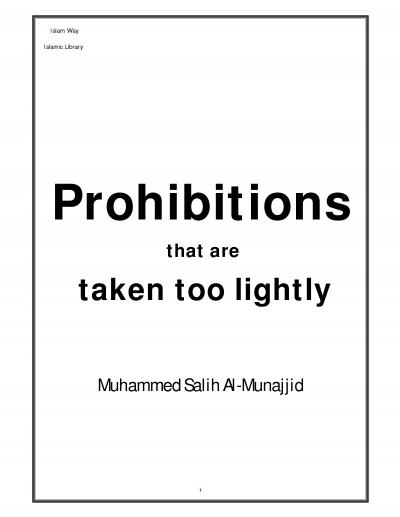 Prohibitions that are Taken Too lightly